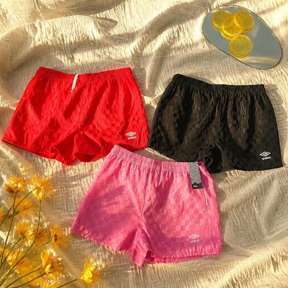 Umbro Women's Checkered Athletic Shorts Lot of 3 (Red, Black, Pink)